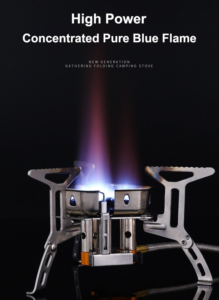 EVEREEN Outdoor Camping Gas Stove | 5800W High-Power Three Burner, Foldable & Portable | Camping, Hiking, Picnic Cookware - Image 2